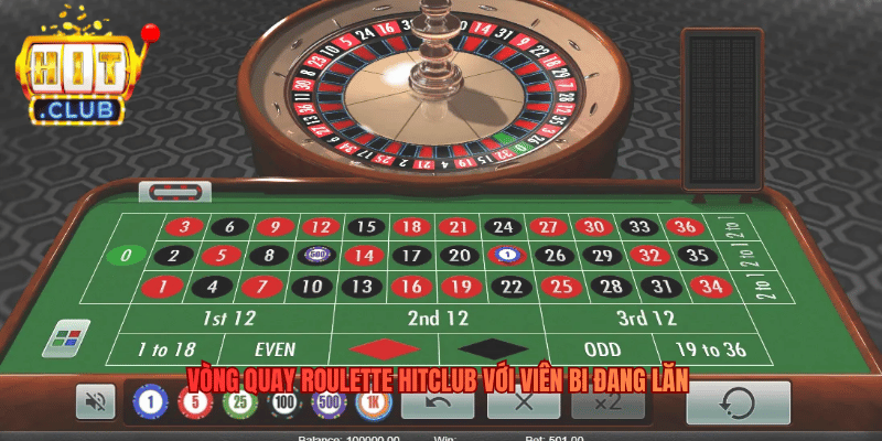 Roulette - Đẳng Cấp Bàn Xoay Nghệ Thuật Dự Đoán Trên Hitclub Vòng quay Roulette Hitclub với viên bi đang lăn